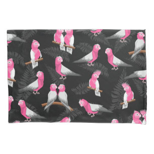 Pink and purple galah parrot pattern pillowcase