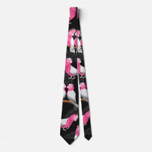 Pink and purple galah parrot pattern tie
