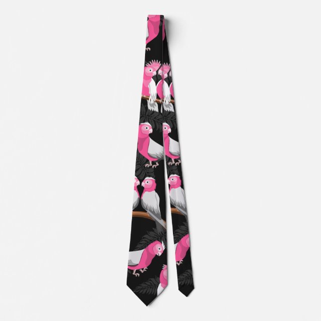 Pink and purple galah parrot pattern tie (Front)