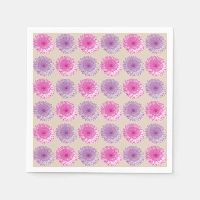 Pink and purple gerber floral pattern napkin (Front)