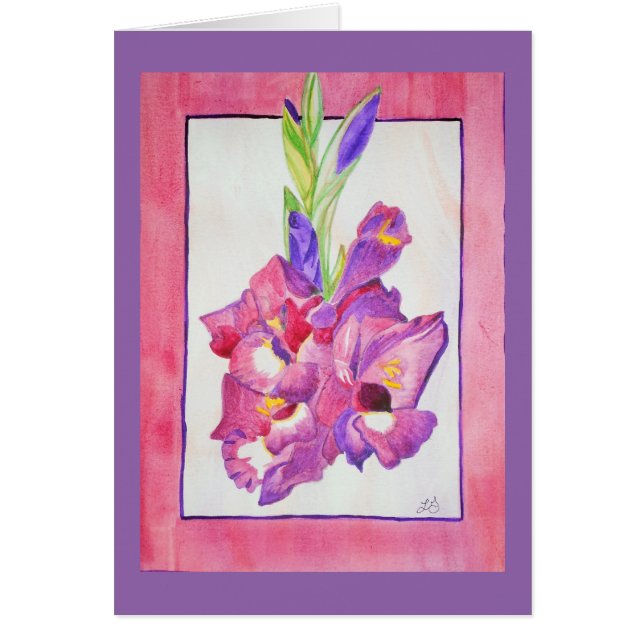Pink and Purple Gladiola Watercolor (Front)