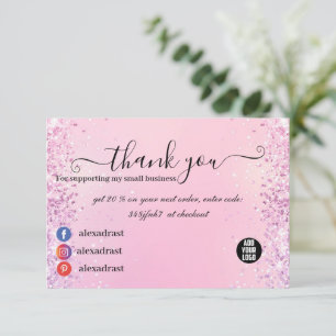 Pink and Purple Glitter Ombre Business Thank You 