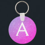 Pink and Purple Glitter & Sparkle Monogram Favour Key Ring<br><div class="desc">Pink and Purple Pastel Ombre Faux Glitter and Sparkle Elegant Key chain. These Keychains can be customised to include your initial and first name and are a perfect bridal shower,  bachelorette party or birthday party favour.</div>
