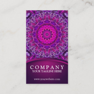 Pink and Purple glowing mandala - dark pink design Business Card
