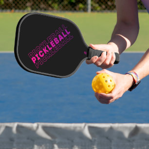 Pink and Purple Gradient Pickleball on Black  Pickleball Paddle
