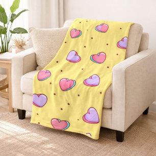 Pink and Purple Heart Fleece Blanket