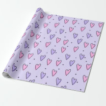 Pink and Purple Heart Shape Wrapping Paper