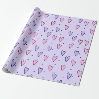 Pink and Purple Heart Shape Wrapping Paper