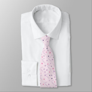 Pink and Purple Hearts and Love Word Tie