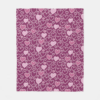 Pink and Purple Hearts Fleece Blanket