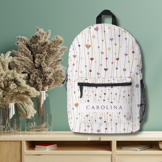 Pink and Purple Hearts Girl's Back to School Printed Backpack (Creator Uploaded)
