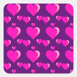 Pink and Purple Hearts Valentine's Day Love Square Sticker