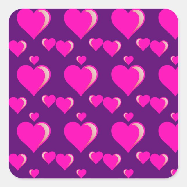 Pink and Purple Hearts Valentine's Day Love Square Sticker (Front)