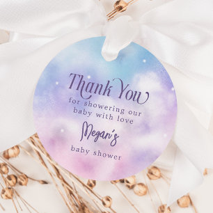 Pink and Purple Heaven Sent Baby Shower Favour Tags