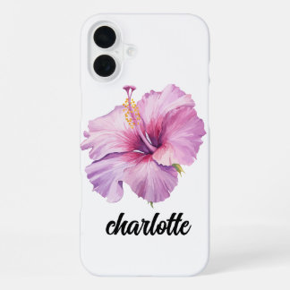 pink and purple hibiscus flower phone case