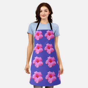 Pink And Purple Hibiscus Pattern, Full Print Apron