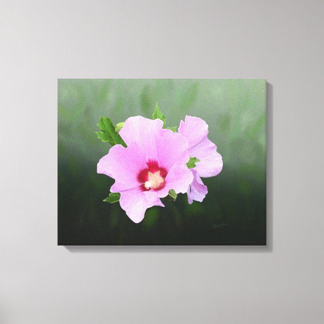 Pink and Purple Hollyhock Flowers Canvas Print (Front)
