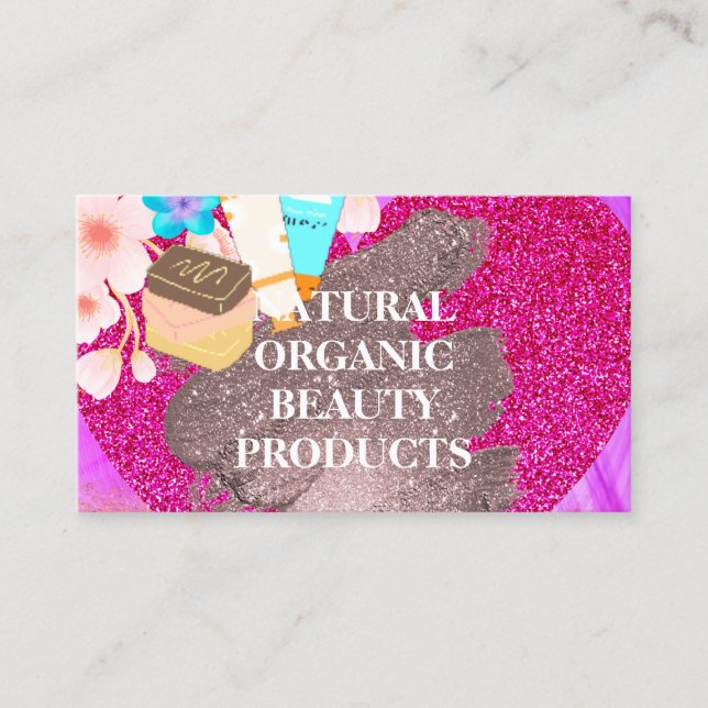 Pink And Purple Homemade Natural Skincare Products Business Card (Front)