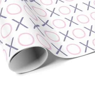 Pink and Purple Hugs and Kisses Wrapping Paper