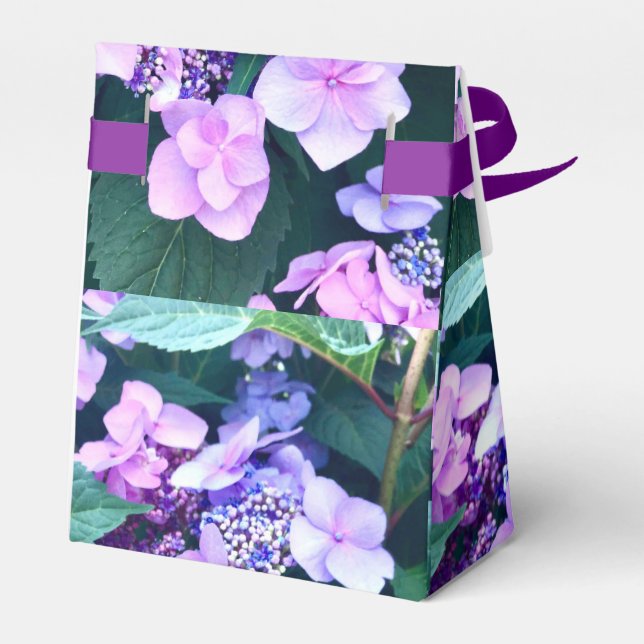Pink and Purple Hydrangea Favour Box with Ribbon (Back Side)