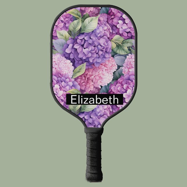 Pink and Purple Hydrangea Flower Personalised Pickleball Paddle (Creator Uploaded)