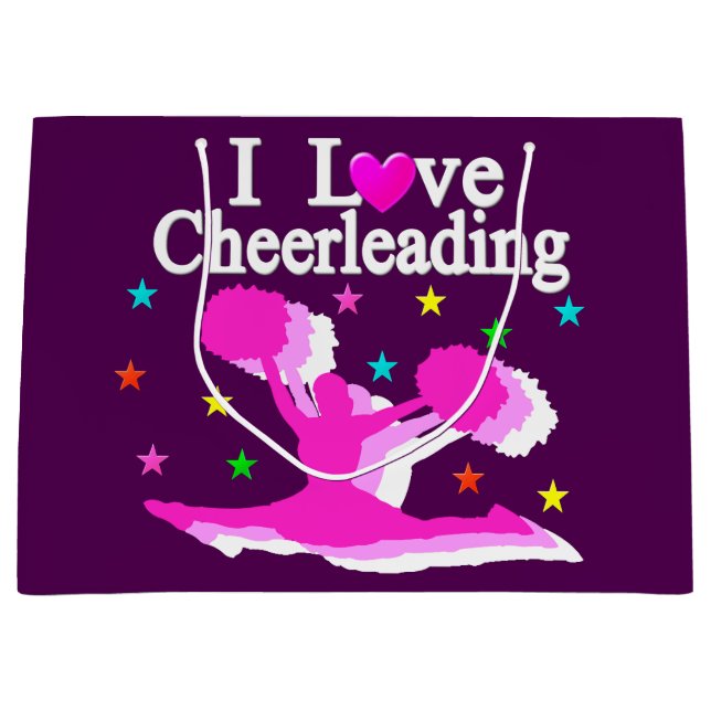 PINK AND PURPLE I LOVE CHEERLEADING GIFT BAGS (Front)