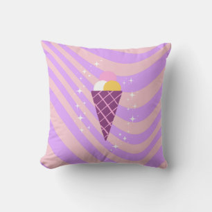 Pink and Purple Ice cream, Ice Cream Art, Preppy Cushion