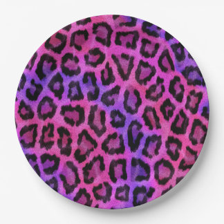 Pink and Purple Leopard Fur Spots Pattern Paper Plate