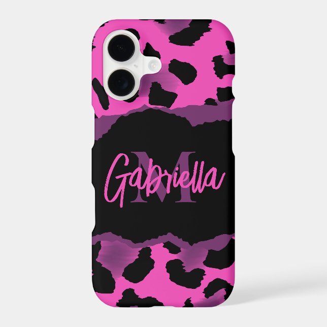 Pink and Purple Leopard Print iPhone Case (Back)