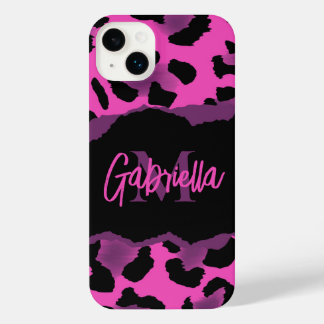 Pink and Purple Leopard Print iPhone 14 Plus Case