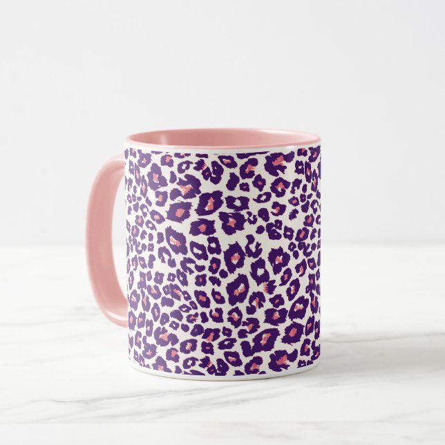 Pink and Purple Leopard Print Wild Mug (Front Left)