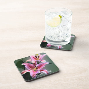 Pink and Purple Lily Flowers Coaster