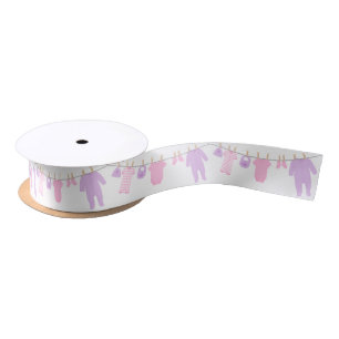 Pink and Purple Little Clothes Baby Shower Satin Ribbon