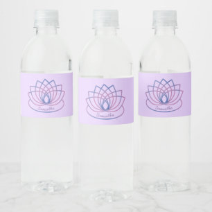 Pink and Purple Lotus Flower Water Bottle Label