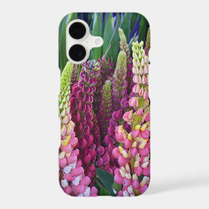 Pink and purple lupin flowers iphone case