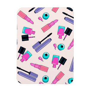 Pink and Purple Make Up Cosmetics Pattern Magnet