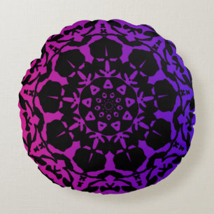 pink and purple Mandala flower Round Cushion