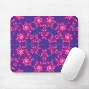 Pink and Purple Mandela Round Snowflakes Mouse Mat