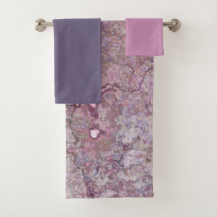 Pink and Purple Marble  Bath Towel Set