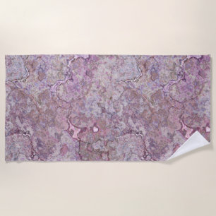 Pink and Purple Marble Beach Towel
