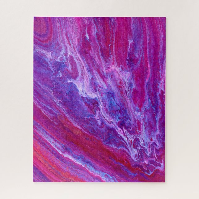 Pink And Purple Melting Marble Acrylic Pour Jigsaw Puzzle (Vertical)