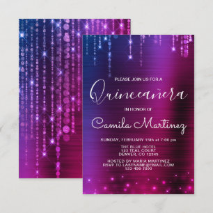 Pink and Purple Modern Quinceanera Party Invitation