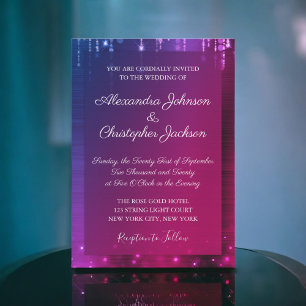 Pink and Purple Modern Sparkle Wedding Invitation