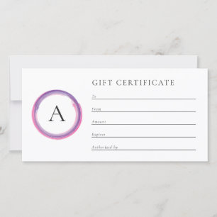 Pink and Purple Monogram Business Gift Certificate