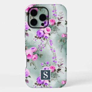 Pink and Purple Monogram Floral iPhone 16 Pro Max Case