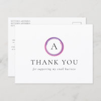 Pink and Purple Monogram Modern Business Thank You