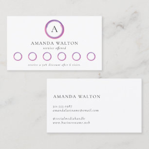 Pink and Purple Monogram Modern Loyalty Card