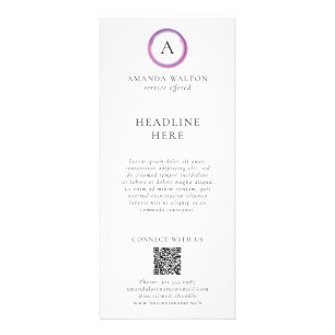 Pink and Purple Monogram QR Code Modern Business Rack Card
