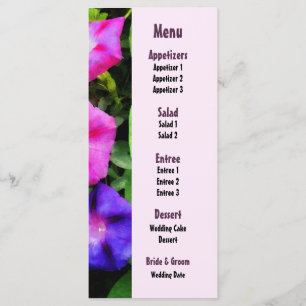 Pink and Purple Morning Glories Wedding Menu