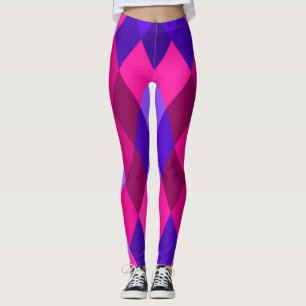 Pink and Purple Mosaic Diamond Pattern Leggings